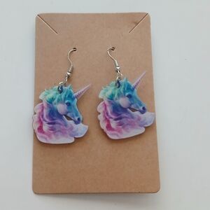 Fashion Jewelry Unicorn Earrings - Blue and Pink